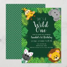 Vild 1 Jungle Critters Barns födelsedag Inbjudningar