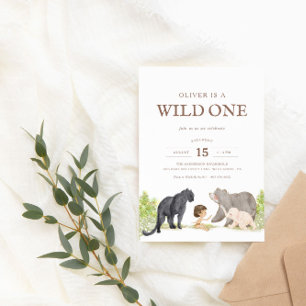 Vild 1 - Jungle Friends Woodland Birthday Inbjudningar