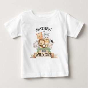 Vild 1 Jungle Safari 1:a födelsedagen Baby T-Shirt