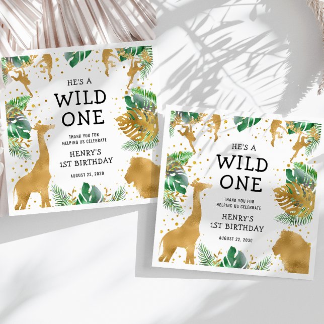 Vild 1 Jungle Safari 1:a födelsedagen Party Pappersservett (Skapare uppladdad)