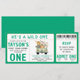 Vild 1 Jungle Safari Animals Boy 1:a födelsedagen Inbjudningar