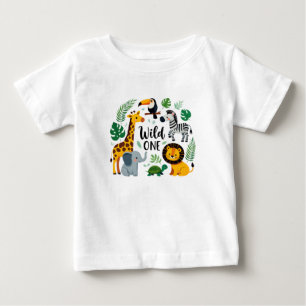 Vild 1 Jungle Safari Animals första födelsedag Bab T Shirt