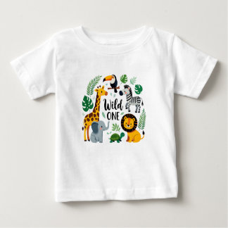 Vild 1 Jungle Safari Animals första födelsedag Bab T Shirt