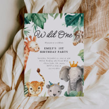 Vild 1 Jungle Safari Birthday-inbjudan