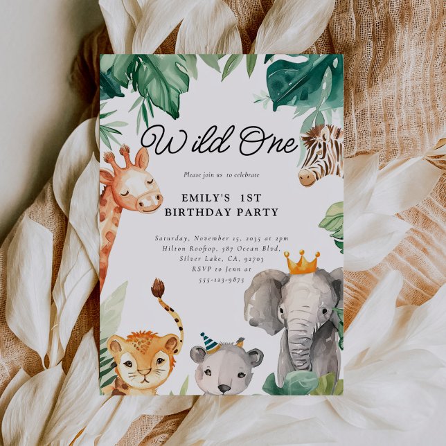 Vild 1 Jungle Safari Birthday-inbjudan Inbjudningar (Skapare uppladdad)
