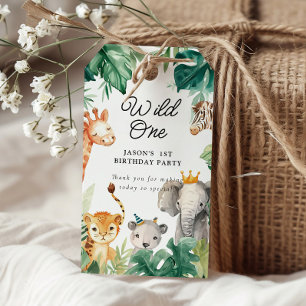 Vild 1 Jungle Safari Birthday Presentetikett