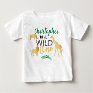 Vild 1 Jungle Safari Boys 1:a födelsedagen T Shirt