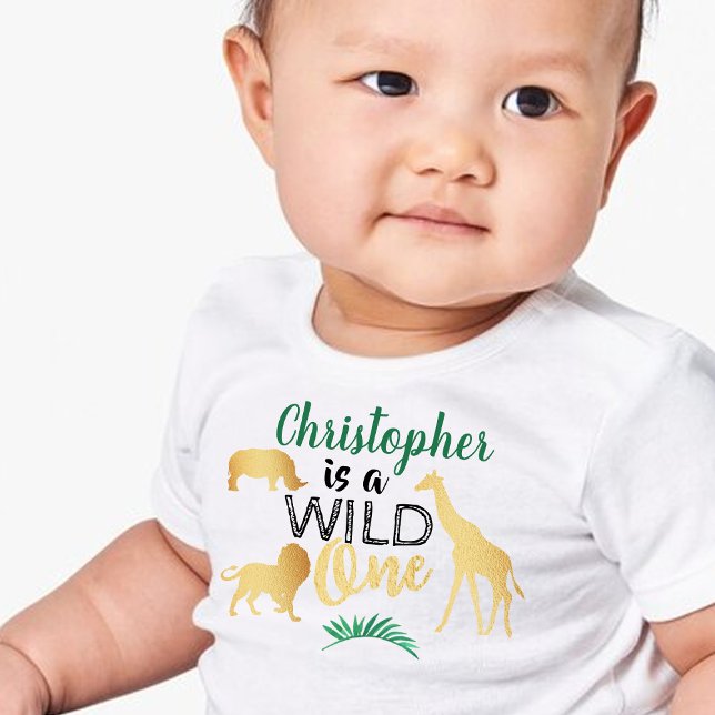 Vild 1 Jungle Safari Boys 1:a födelsedagen T Shirt (Skapare uppladdad)