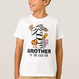 Vild 1 Jungle Safari Brother Zoo första födelsedag T Shirt