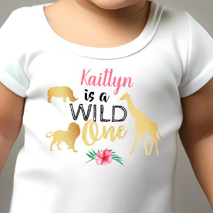 Vild 1 Jungle Safari Girls 1:a födelsedag T Shirt