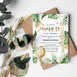 Vild 1 Jungle Safari Greenery & Guld Baby Shower Inbjudningar