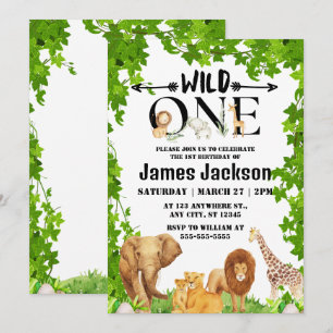 Vild 1 Jungle Safari Kids 31:a födelsedagen Inbjudningar