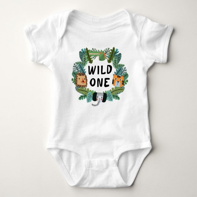 Vild 1 Jungle Safari Lejon Tiger Elephant Cute T Shirt (Framsida)