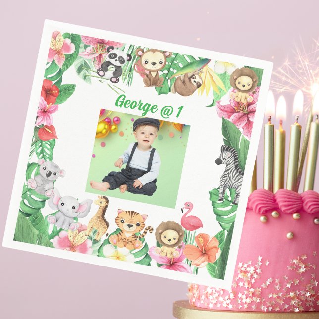 Vild 1 Jungle Safari Thned 1:a födelsedagen Party Pappersservett (Skapare uppladdad)