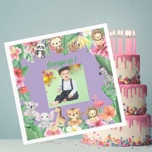 Vild 1 Jungle Safari Thned 1:a födelsedagen Party Pappersservett (Skapare uppladdad)