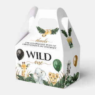 Vild 1 Jungle Safari Thned 1:a födelsedagen Party Presentaskar