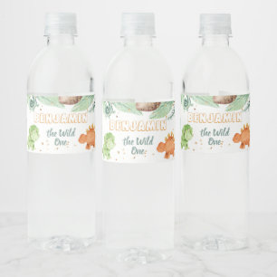 Vild 1 Jurassic Dinosaurs 1:a födelsedag Vattenflaskor Etikett