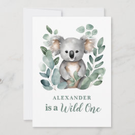 Vild 1 Koala Animal Child's 1a Birthday Inbjudningar