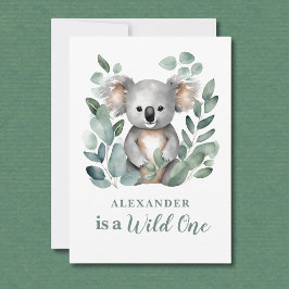Vild 1 Koala Animal Child's 1a Birthday Inbjudningar