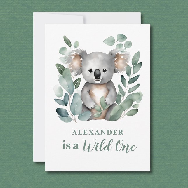 Vild 1 Koala Animal Child's 1a Birthday Inbjudningar (Skapare uppladdad)