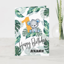 Vild 1 kute vattenfärgsår 1:a födelsedagen kort