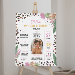 Vild 1 Leopard Birthday Milestone Sign Poster
