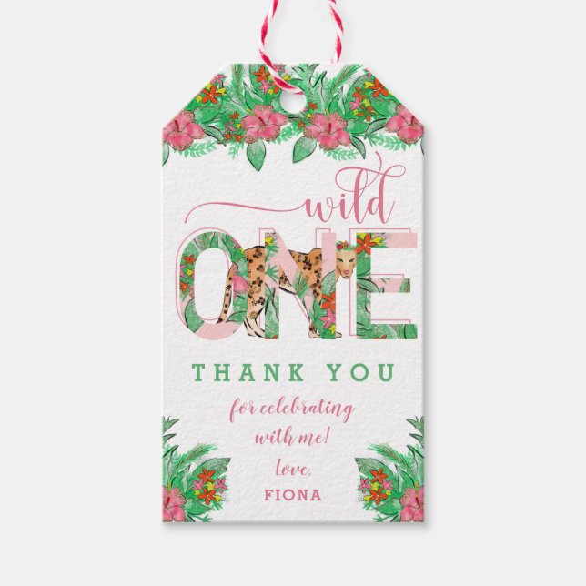 Vild 1 Leopard första födelsedag Presentetikett (Framsidan)