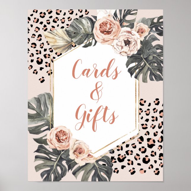 Vild 1 Leopard Print Girl's Födelsedagskort Gifts Poster (Framsidan)