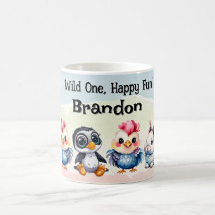 Vild 1 Lycklig Roligt Woodland Animals Vattenfärg Kaffemugg