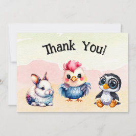 Vild 1 Lycklig Roligt Woodland Animals Vattenfärg Tack Kort