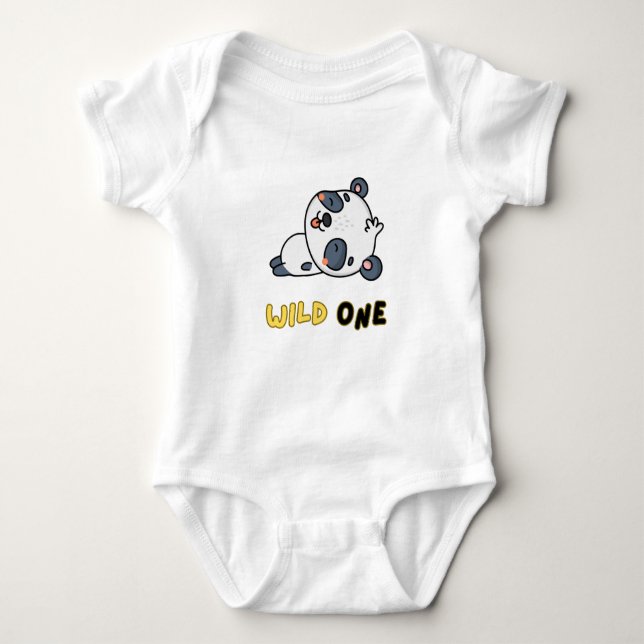 Vild 1 med panda Twist - första födelsedagen Baby T Shirt (Framsida)