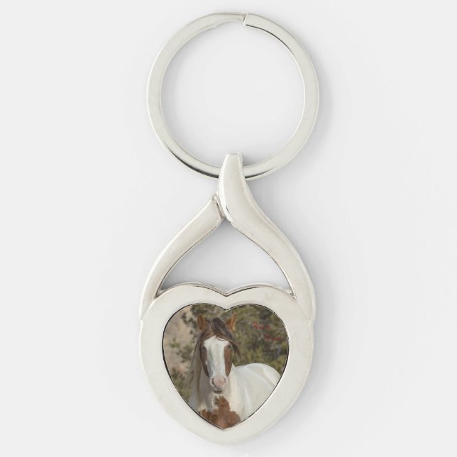 Vild 1-nyckelkedja twisted heart silverfärgad nyckelring (Framsidan)