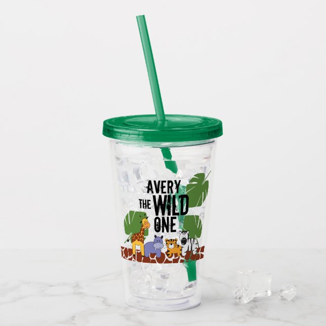 "Vild 1" Personligen Safari Animal Tumbler Take Away Mugg (Framsida Ice)