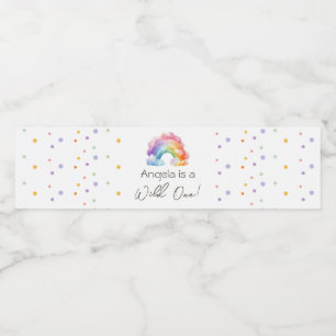 Vild 1 Regnbåge Barns födelsedag Vattenflaskor Etikett