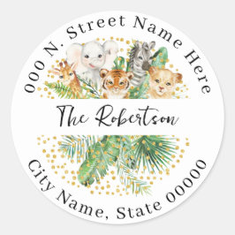 Vild 1 Returadressen Safari Animals Runt Klistermärke