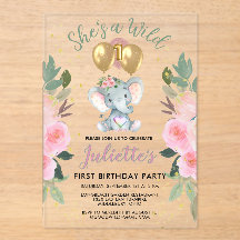 Vild 1 Rosa Girl Elephant First Birthday