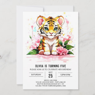 Vild 1:s Whimsical Tiger Birthday Inbjudningar