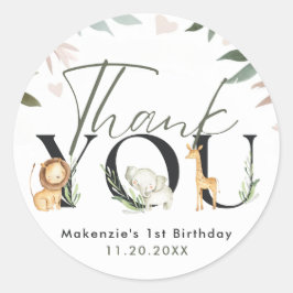 Vild 1 Safari 1:a födelsedag Party Runt Klistermärke