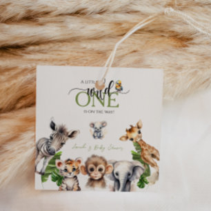 Vild 1 Safari Animal Jungle Baby Shower Gåvor Etiketter