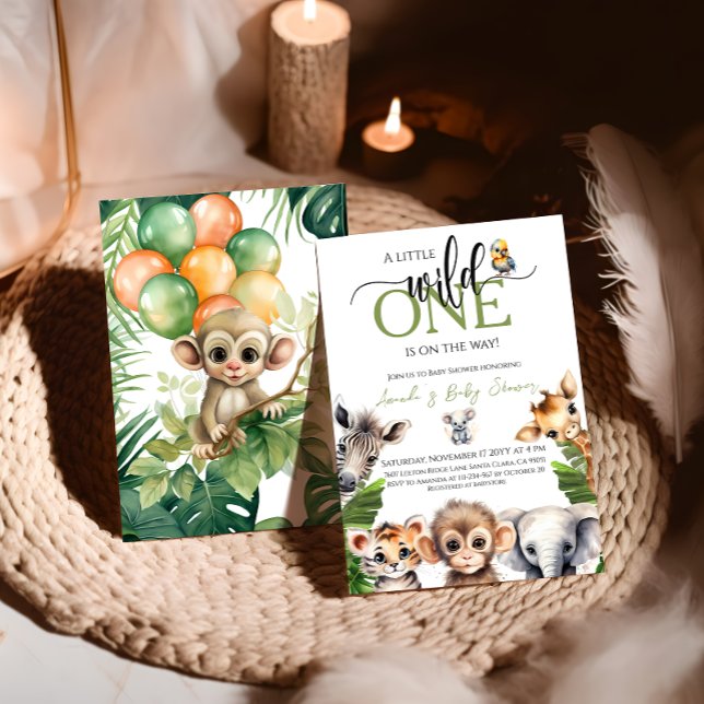 Vild 1 Safari Animal Jungle Baby Shower Inbjudningar (Skapare uppladdad)