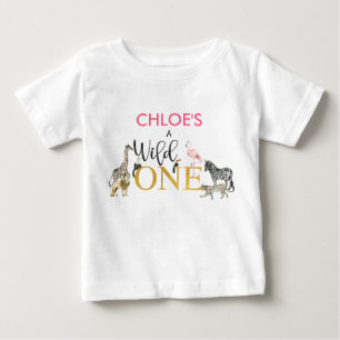 Vild 1 Safari Animals 1:a födelsedagen Baby T-Shi T Shirt