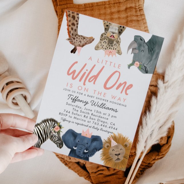 Vild 1 Safari Animals Baby Shower Inbjudningar (Skapare uppladdad)