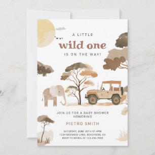 Vild 1 Safari Animals babyskor Inbjudningar