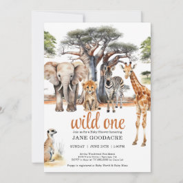 Vild 1 Safari Animals babyskor Inbjudningar