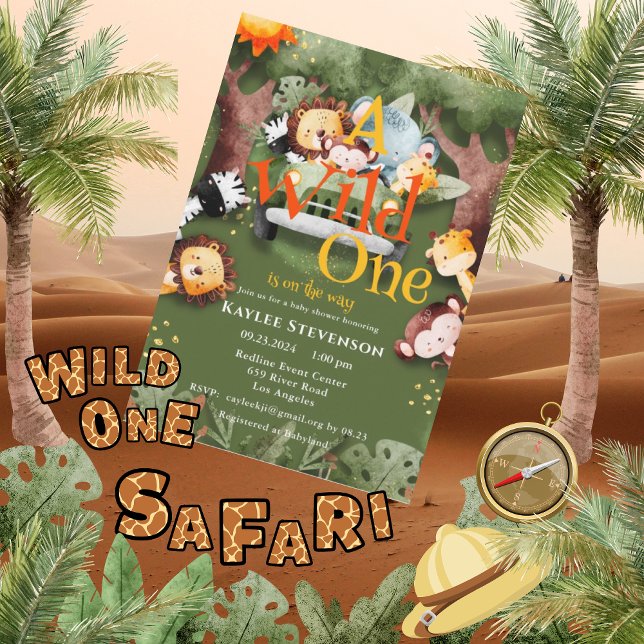 Vild 1 Safari Animals babyskor Inbjudningar (Skapare uppladdad)