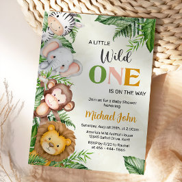 Vild 1 Safari Animals babyskor Inbjudningar