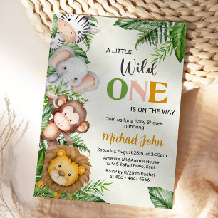 Vild 1 Safari Animals babyskor Inbjudningar