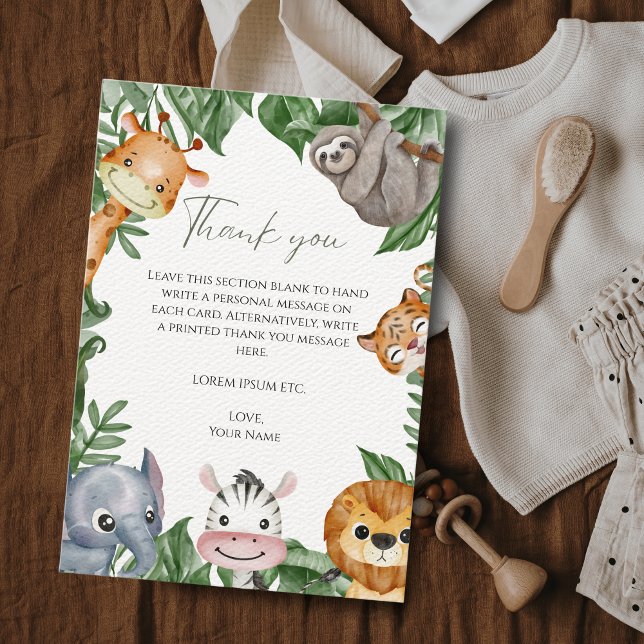 Vild 1 Safari Animals babyskor Tack Kort (Skapare uppladdad)