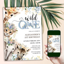 Vild 1 Safari Animals Boy 1 Birthday