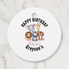 Vild 1 Safari Animals Boy Shower Gåvor Etiketter